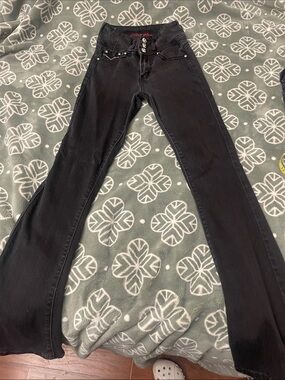 Women's Juniors Y2K Bootcut Jeans with rhinestones bling